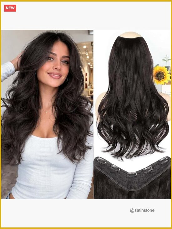Clip-in Hair Extensions, Long Wavy Synthetic Hairpiece for Women 20 Inch main image 6